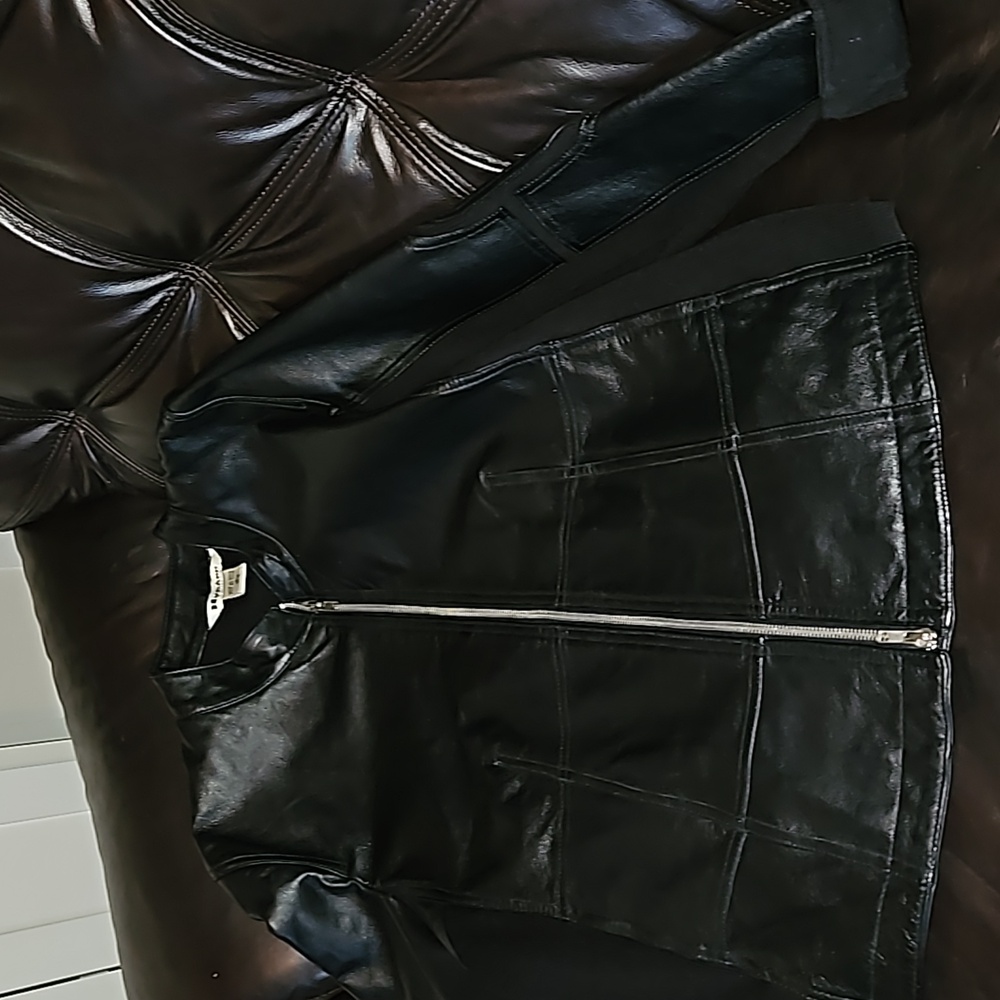 Jacket leather - black
